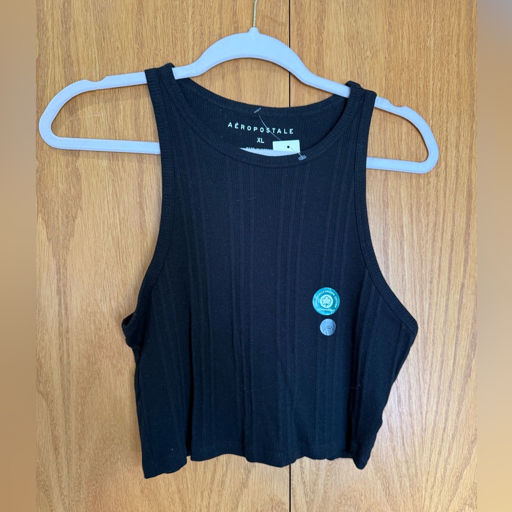BRAND NEW: Aeropostale Black Ribbed Cropped Tank Top